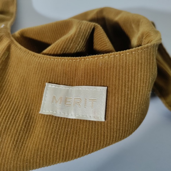 Lpt Of 2 MERIT Beauty corduroy tie bag knapsack makeup bag Brown - Picture 4 of 4